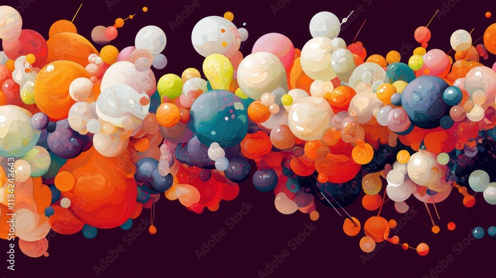 Aufkleber colorful abstract artwork with multicolored bubbles and patterns