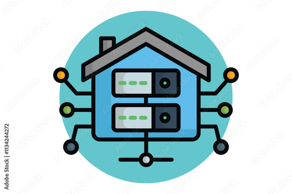 Aufkleber data warehouse icon. colored outline icon style. icon related to it. network elements vector illustr