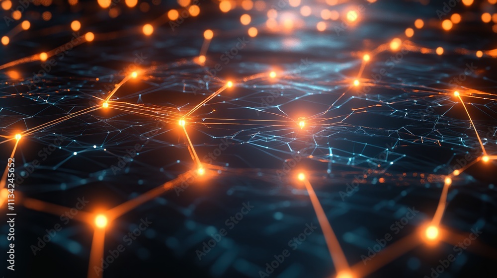 Poster futuristic digital wave background with glowing lines and dots