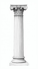 Obraz premium Intricately Sketched Roman Pillar Head Isolated on White Background