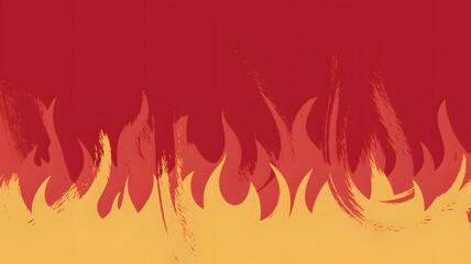 Illustration of stylized flames with red and orange colors on a dark background.