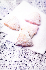 Christmas cookies on bright background. Soft focus. Close up