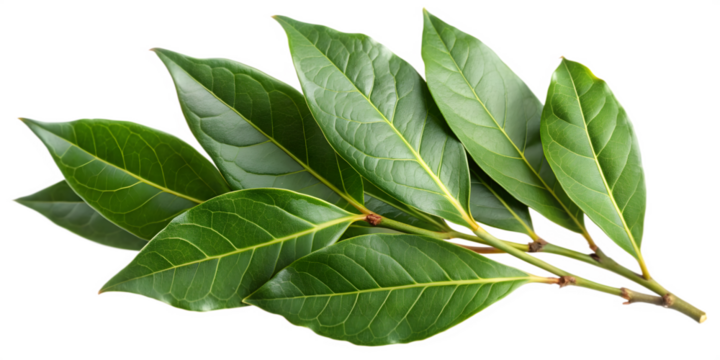 Bay Leaf Branch with Dense Dark Green Leaves, Transparent Background. Perfect for: Thanksgiving, botanical gardens, rustic-themed events
