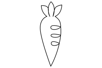 Simple carrot in continuous one line art drawing icon isolated on white background vector illustration