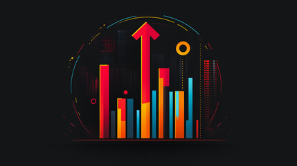 Obraz premium Abstract black background with Colorful charts and graphs with statistics to innovative analyze business potential and forecast future development of companies growth.