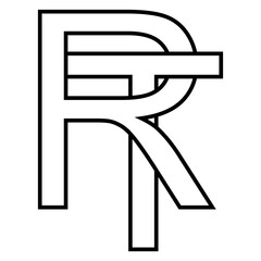 Logo sign rt tr, icon double letters logotype r t