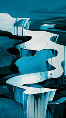 Digital illustration of a large iceberg floating in the ocean, with most of its mass submerged underwater. The iceberg is depicted in shades of blue and white, highlighting its icy texture.