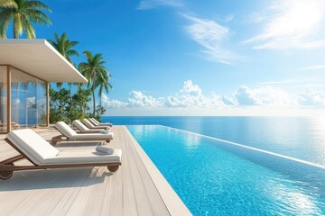 Fototapeta premium Tropical Poolside Relaxation with Natural Light