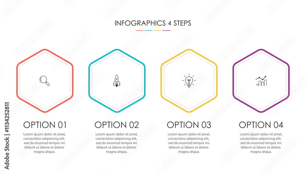 Poster four step infographic element design vector template for presentation.