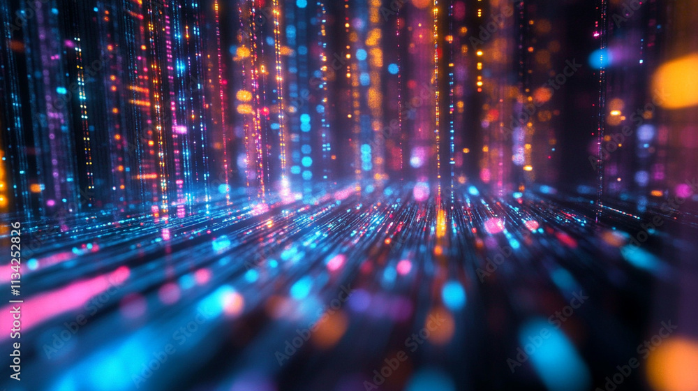 Aufkleber abstract digital background with colorful light trails and particles in a futuristic space environme