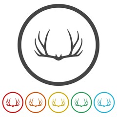 Obraz premium Deer antler icon. Set icons in color circle buttons