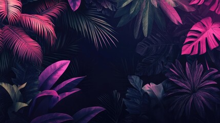 tropical background dark in purple and pink