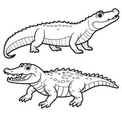 Alligator line art vector on white background