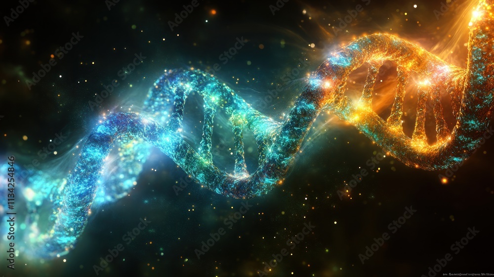 Aufkleber a colorful representation of dna strands illustrating genetic structure and complexity.