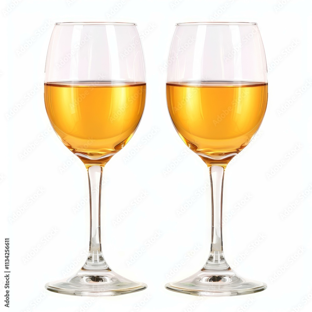 Poster two glasses filled with refreshing white wine stand on a bright white backdrop, creating a sophistic