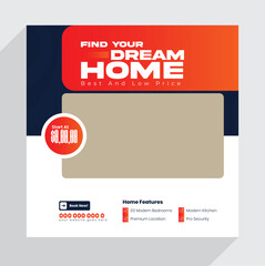 Fototapeta premium Real estate or home sale social media post Template Design 