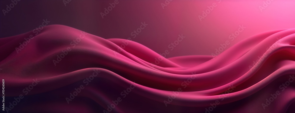 Poster magenta purple gradient textured background wide banner design. elegant smooth waves, folds of fabri