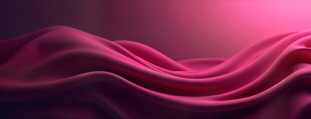 Obraz premium Magenta purple gradient textured background wide banner design. Elegant smooth waves, folds of fabric. Sophisticated color transition creates dramatic effect. Great for fashion advertising. Modern