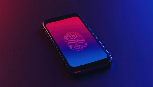 Futuristic smartphone design with an animated fingerprint for secure mobile payments