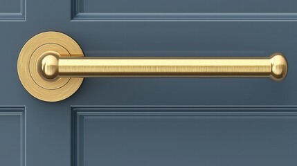Obraz premium Elegant Gold Door Handle on Blue Wooden Door Background