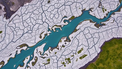 Explore the Detailed Map of a Serene River Valley: Perfect for Strategic Planning, Decor, and Educational Purposes