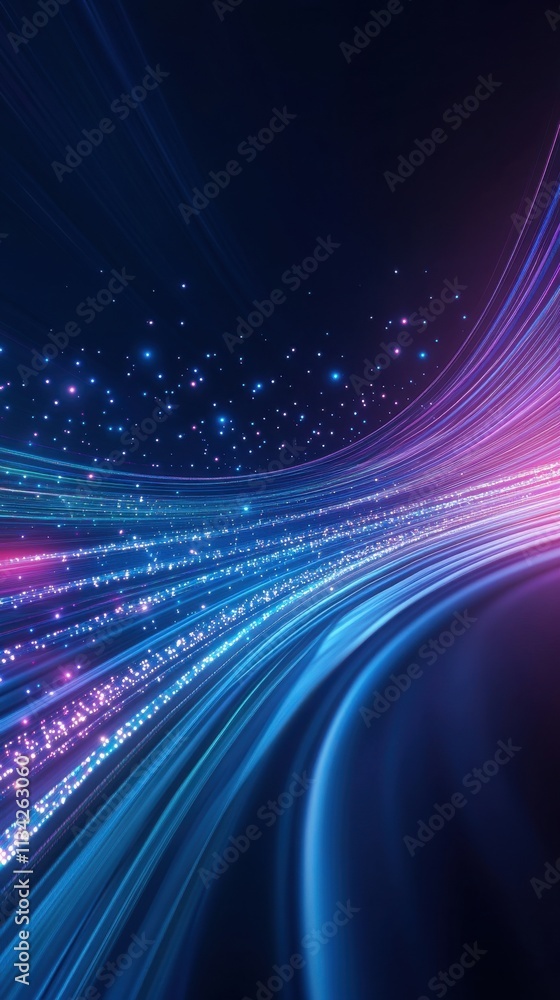 Aufkleber vibrant abstract background with glowing lines and glittering particles in shades of blue and purple