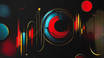 Obraz premium Abstract black background with Colorful charts and graphs with statistics to innovative analyze business potential and forecast future development of companies growth.