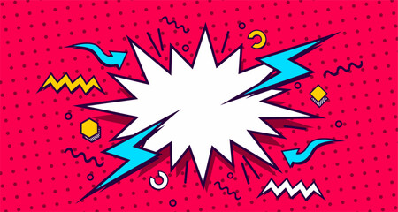 speech bubble. Banner, speech bubble, poster and sticker concept, memphis geometric style. Message speech bubble boom with cloud talk for banner, poster, web. Vector Illustration