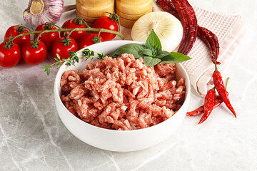 Raw minced pork uncooked meat