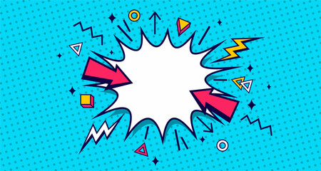 speech bubble. Banner, speech bubble, poster and sticker concept, memphis geometric style. Message speech bubble boom with cloud talk for banner, poster, web. Vector Illustration