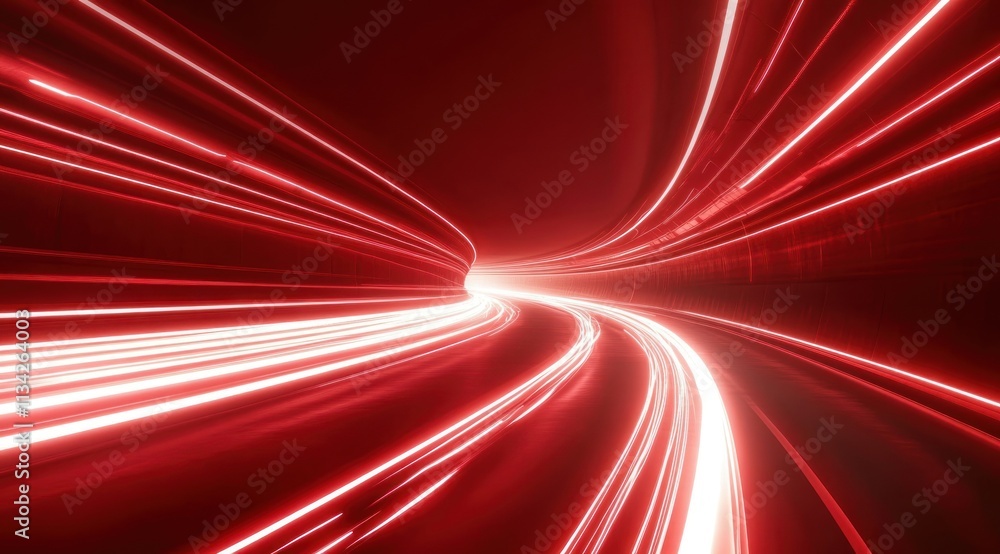 Poster abstract red speed lines moving in time.
