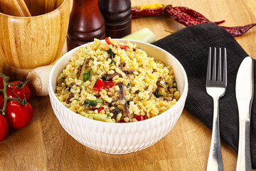 Bulgur with lamb and vegetables