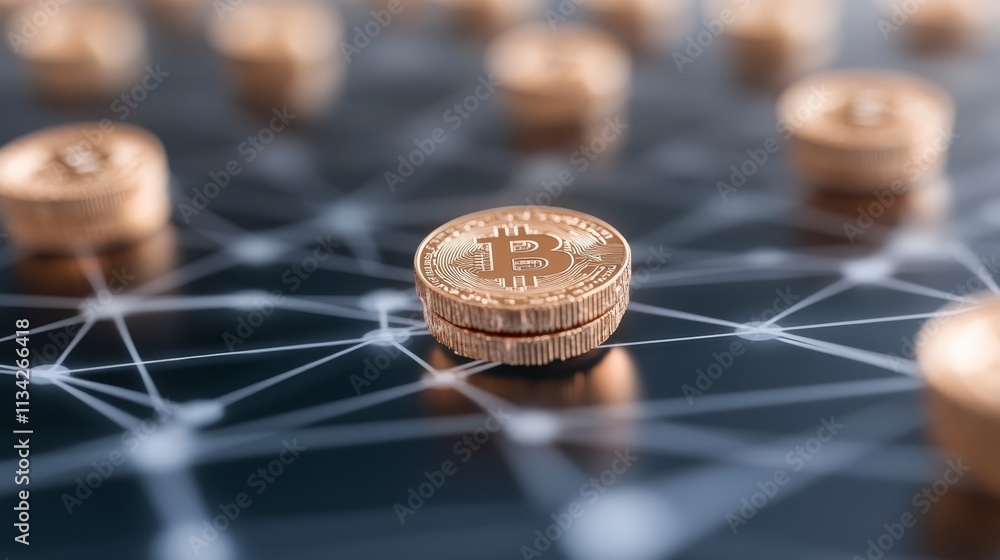 Poster bitcoin cryptocurrency network digital currency blockchain technology