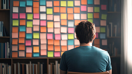 Creative brainstorming session home office indoor rear view productivity boost