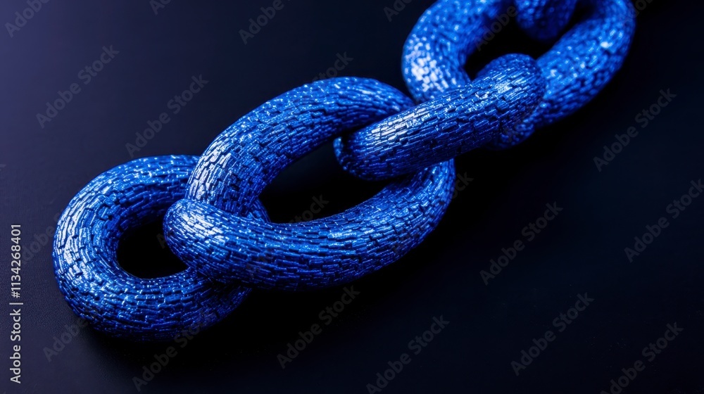 Poster blue metallic chain links close up texture abstract background