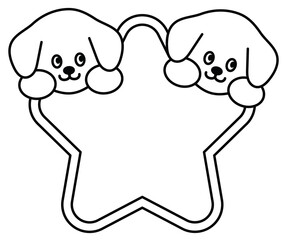 Outline of puppy with blank space to insert text for kid colouring book, art, painting, name tag, cartoon, character, comic, message, dialogue, sticker, pet shop, animal, dog lover, foster home, print