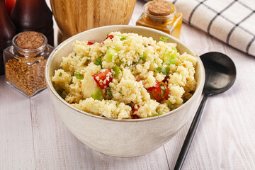 Vegan cuisine couscous with vegetables