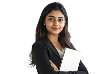 Obraz premium Young Indian businesswoman isolated with file.