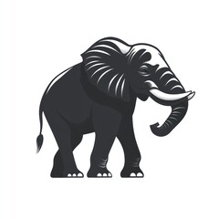 Fototapeta premium Monochrome illustration of an African elephant.
