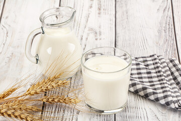 Organic milk in the glass