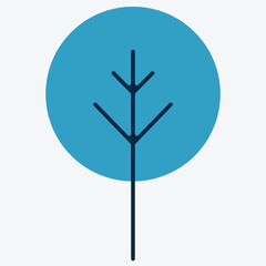 Vector illustration flat leaf design round shape and simple stem color simple blue.