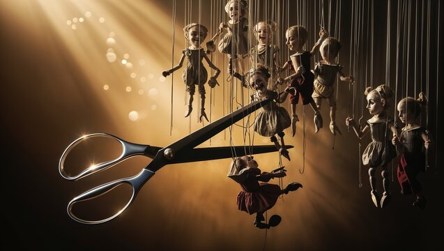 scarry picture of dols and scissor