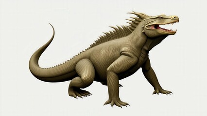 Obraz premium Vibrant 3D Render of a Majestic Beige Iguana, Perfect for Educational Materials, Decorative Art, and Marketing Campaigns