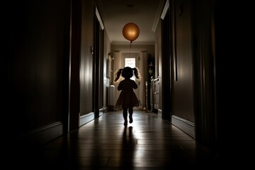 Une silhouette d'homme de dos qui marche sur une route seul avec des nuages sombre - generative AI. Beautiful simple AI generated image