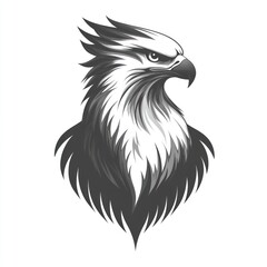 Fototapeta premium Majestic eagle head profile, grayscale vector illustration.