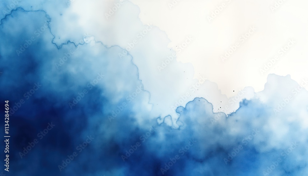 Aufkleber Abstract watercolor backdrop. Soft gradients from white to deep navy blue. Tilted color transition creates dynamic effect. Suitable for various design projects. Trendy for modern art print,