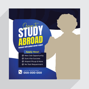 study abroad or admission social media post Template Design
