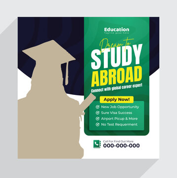 study abroad or admission social media post Template Design
