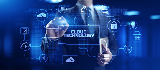 Cloud service computing data storage internet technology concept.