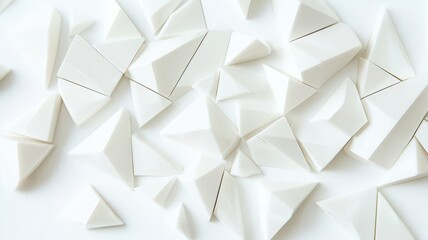 Crafting intricate geometric abstract shapes background, white paper sheets form modern and elegant designs with highlighted and shadowed areas